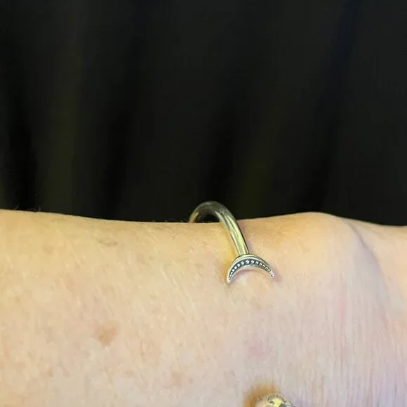 Sterling Silver Pandora Moments Moon & Stars Open Bangle Bracelet – Size Medium - Picture 10 of 13